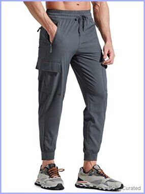 Men's Lightweight Joggers Quick Dry Cargo Hiking Pants Track Running Workout